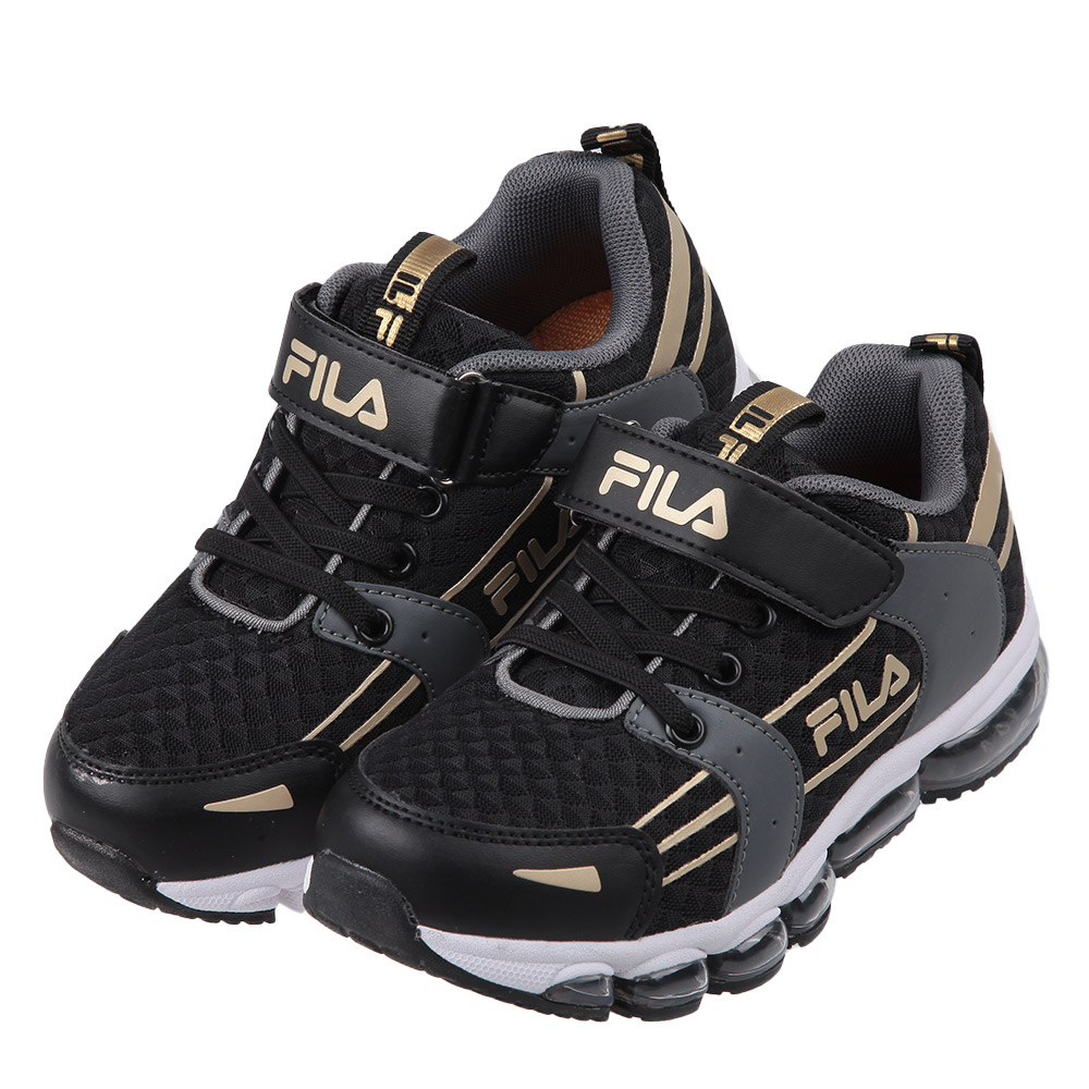 《布布童鞋》FILA康特杯黑金兒童大氣墊機能運動鞋(20~24公分) [ P4A049D