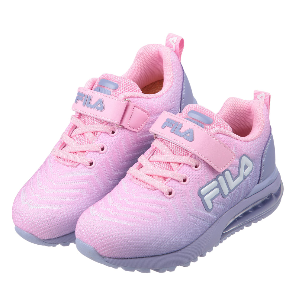 《布布童鞋》FILA康特杯羅曼粉紫兒童氣墊慢跑運動鞋(19~24公分) [ P4E951G