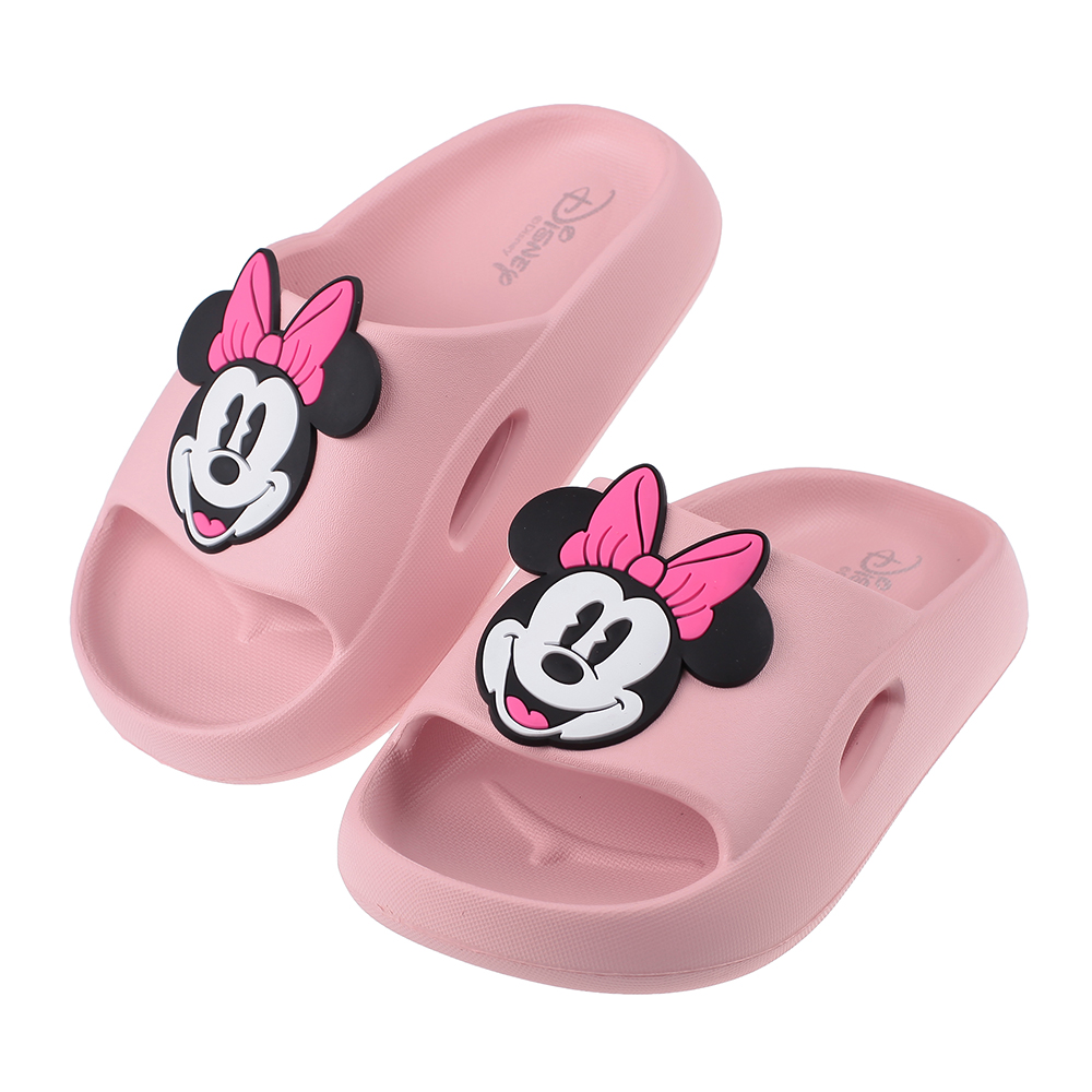 《布布童鞋》Disney迪士尼蝴蝶結米妮粉色兒童拖鞋(15~22公分) [ D3C189G