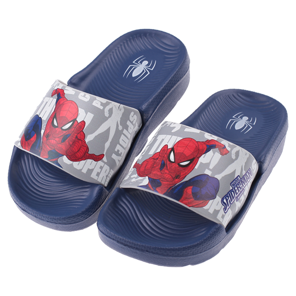 《布布童鞋》Marvel蜘蛛人藍灰色輕量兒童拖鞋(17~22公分) [ B3F026B