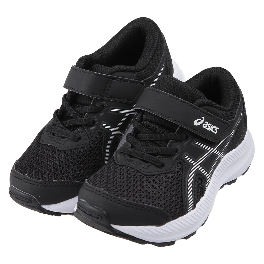 《布布童鞋》asics亞瑟士CONTEND黑色兒童慢跑運動鞋(17~22公分) [ J3Q258D