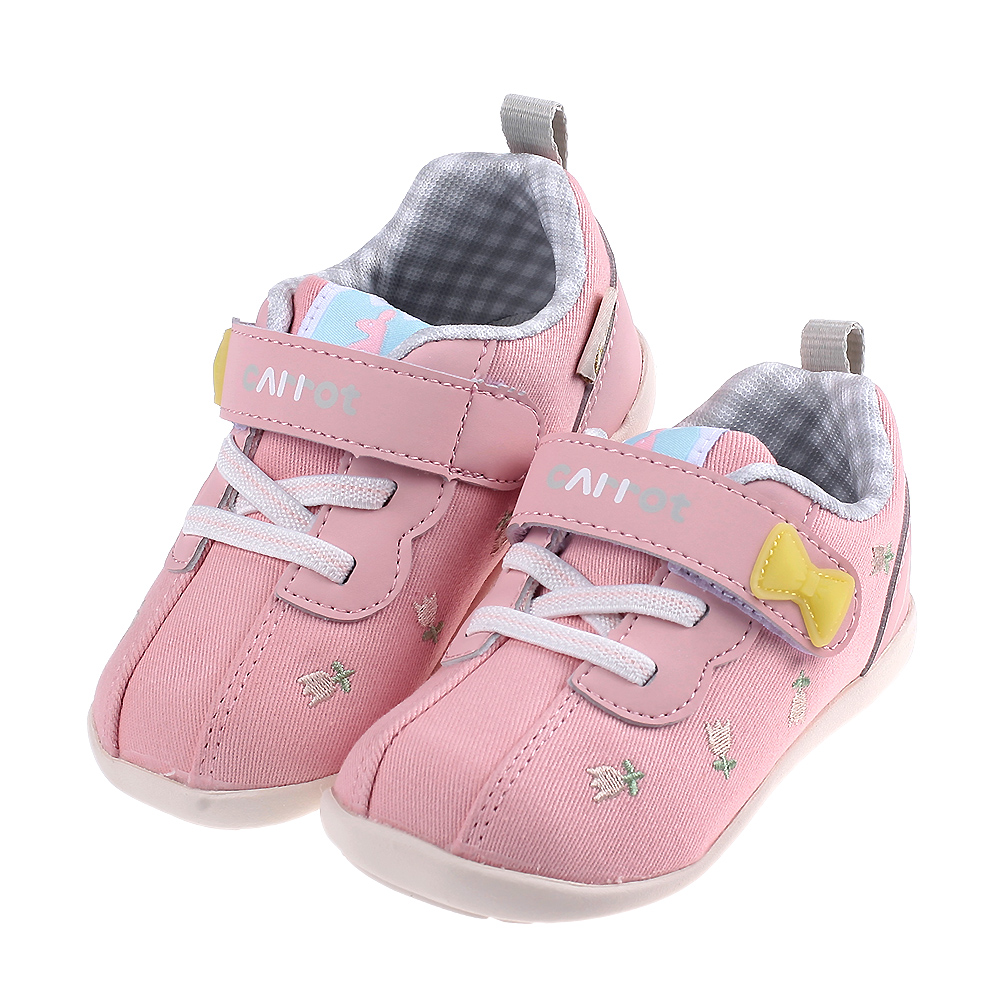 《布布童鞋》Moonstar日本Carrot鬱金香粉色兒童機能學步鞋(12.5~14.5公分) [ I3C414G