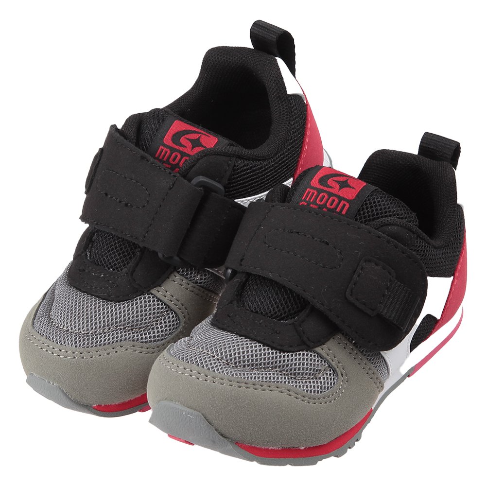 《布布童鞋》Moonstar日本有型兒童黑色機能運動鞋(15~18公分) [ I3X296D