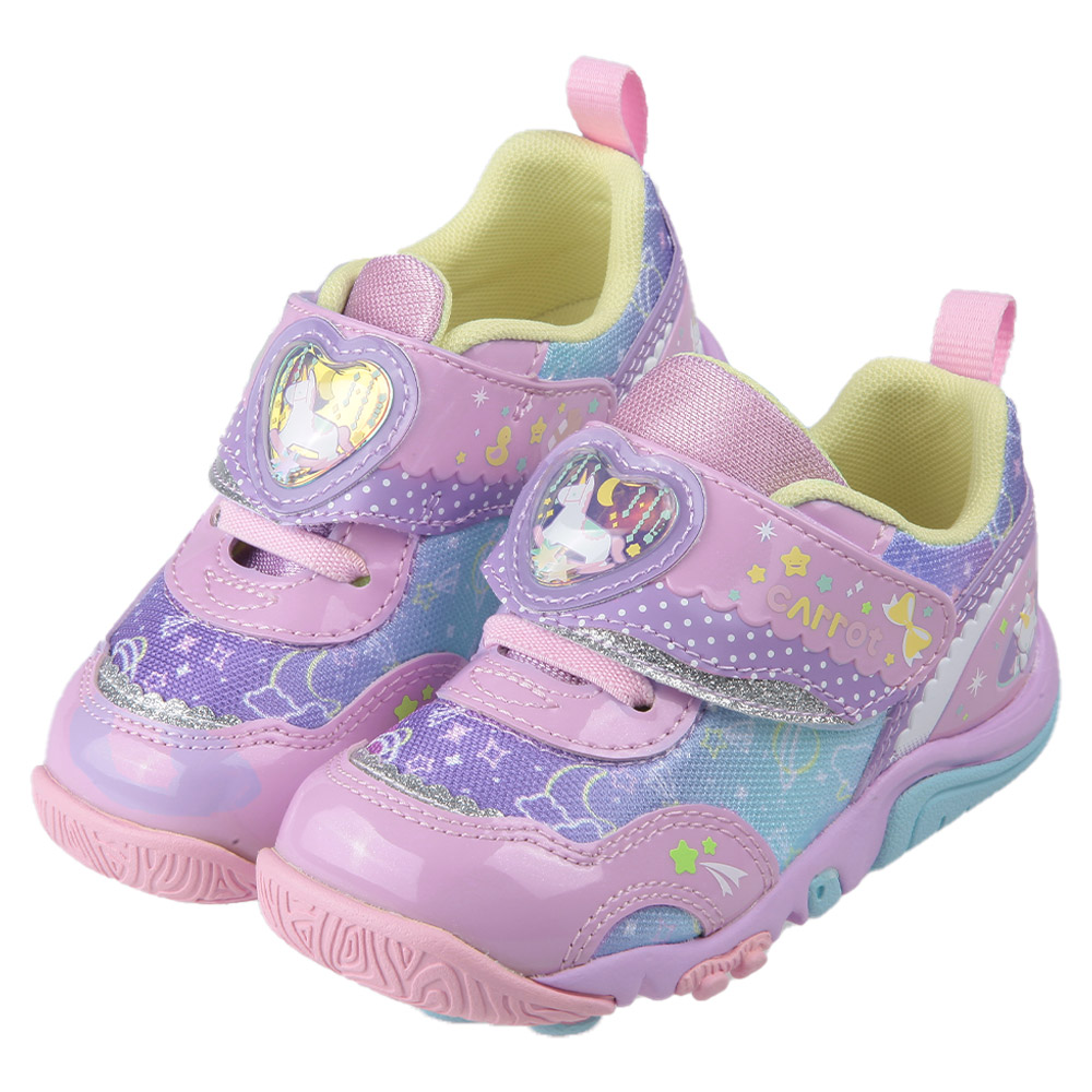 《布布童鞋》Moonstar日本Carrot夢境童話紫色速乾兒童機能運動鞋(15~19公分) [ I4B569F