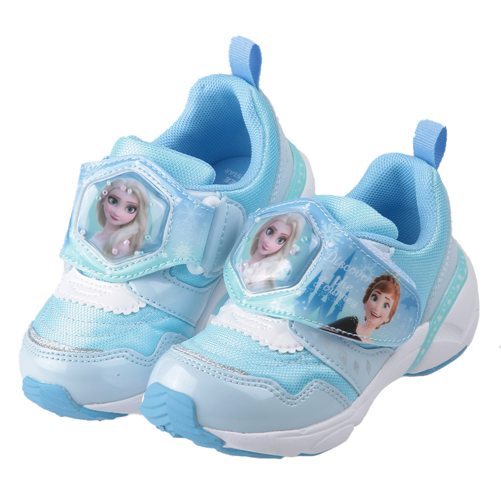 《布布童鞋》Moonstar日本冰雪奇緣水藍電燈兒童機能運動鞋(16~19公分) [ I4B279B