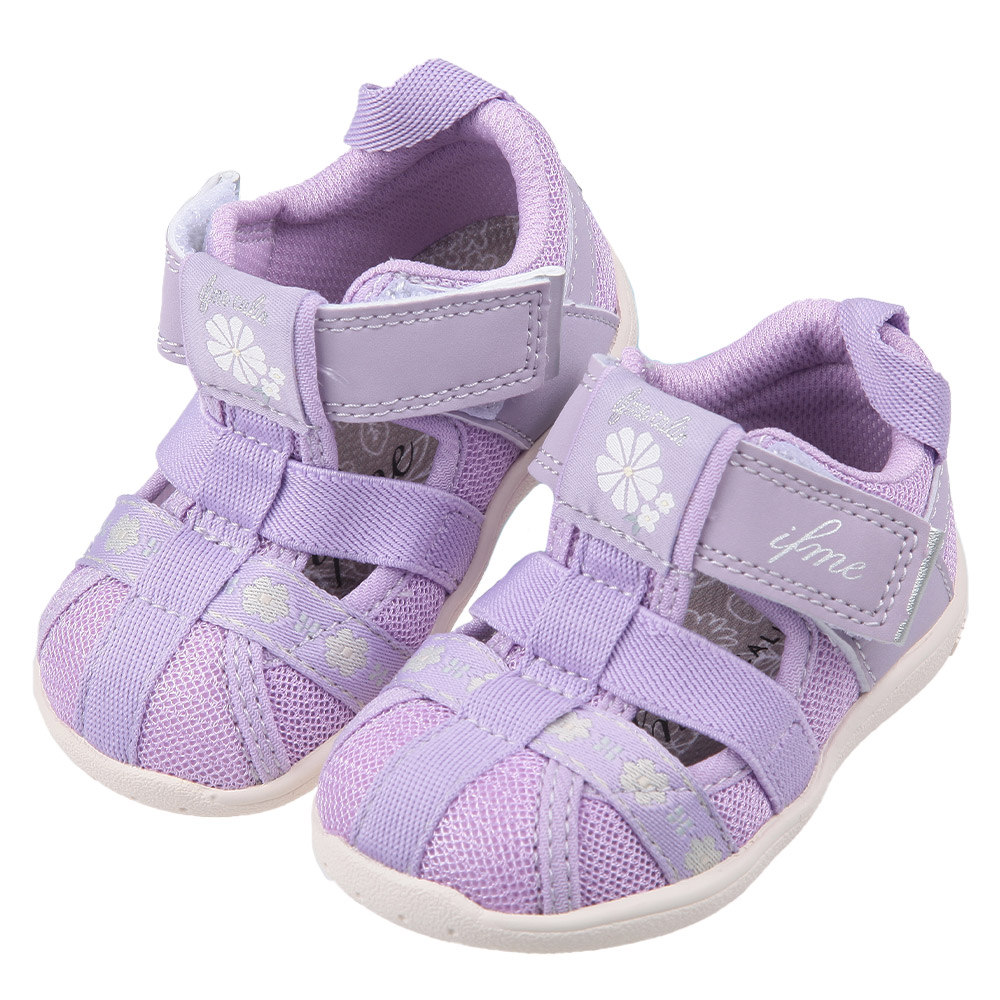 《布布童鞋》日本IFME紫色美花寶寶機能水涼鞋(12.5~15公分) [ P4E602F