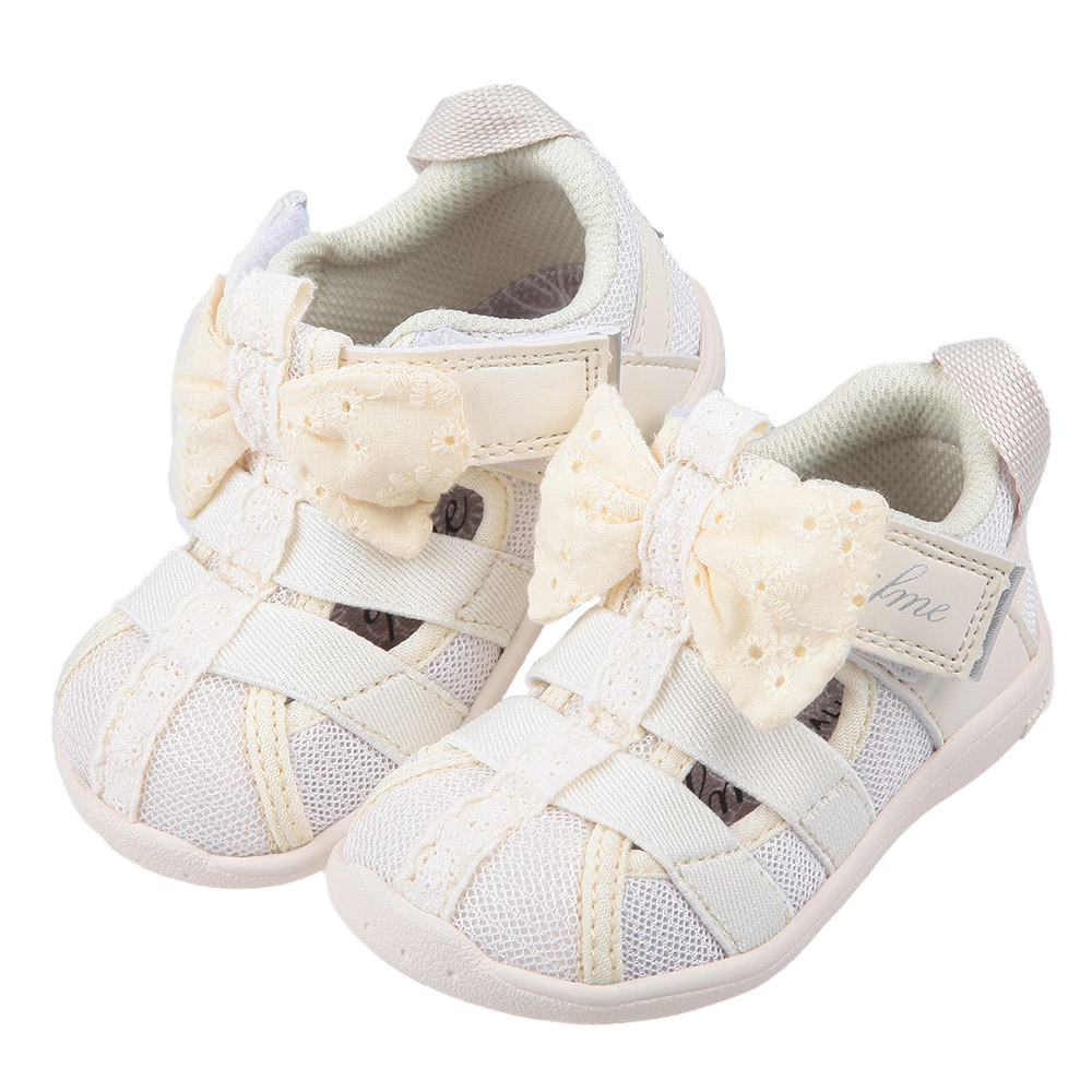 《布布童鞋》日本IFME蝴蝶結米黃寶寶機能水涼鞋(12.5~15公分) [ P4F703W