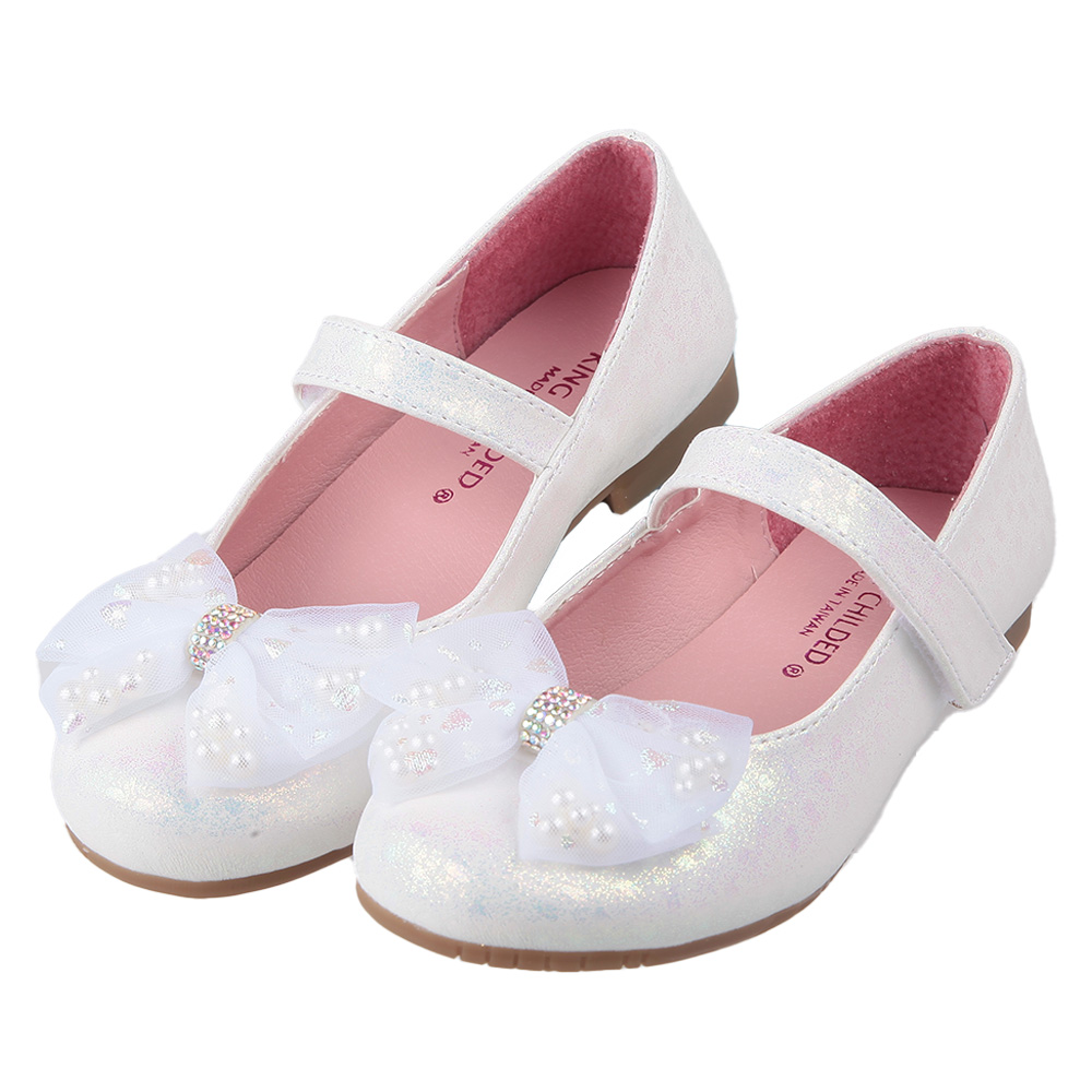 《布布童鞋》台灣製珍珠蝴蝶結白色兒童公主鞋(17.5~22.5公分) [ T3R389M