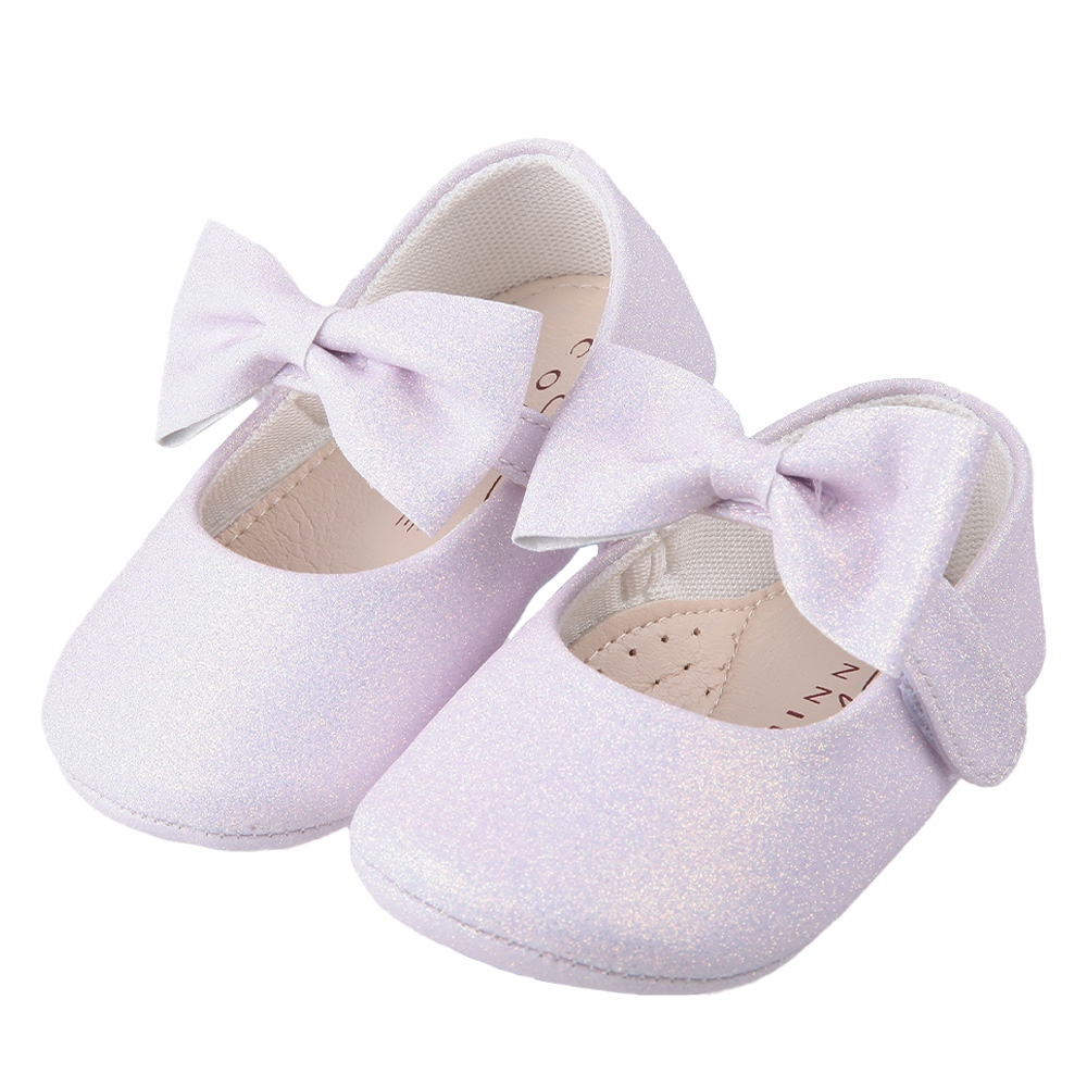 《布布童鞋》Connife百搭蝴蝶結閃耀紫色寶寶娃娃鞋(12.5~14.5公分) [ Q3V002F