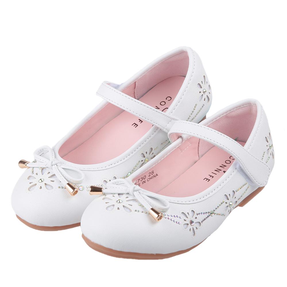 《布布童鞋》CONNIFE象牙白色鑽飾兒童公主鞋(18~22公分) [ Q3Y730M