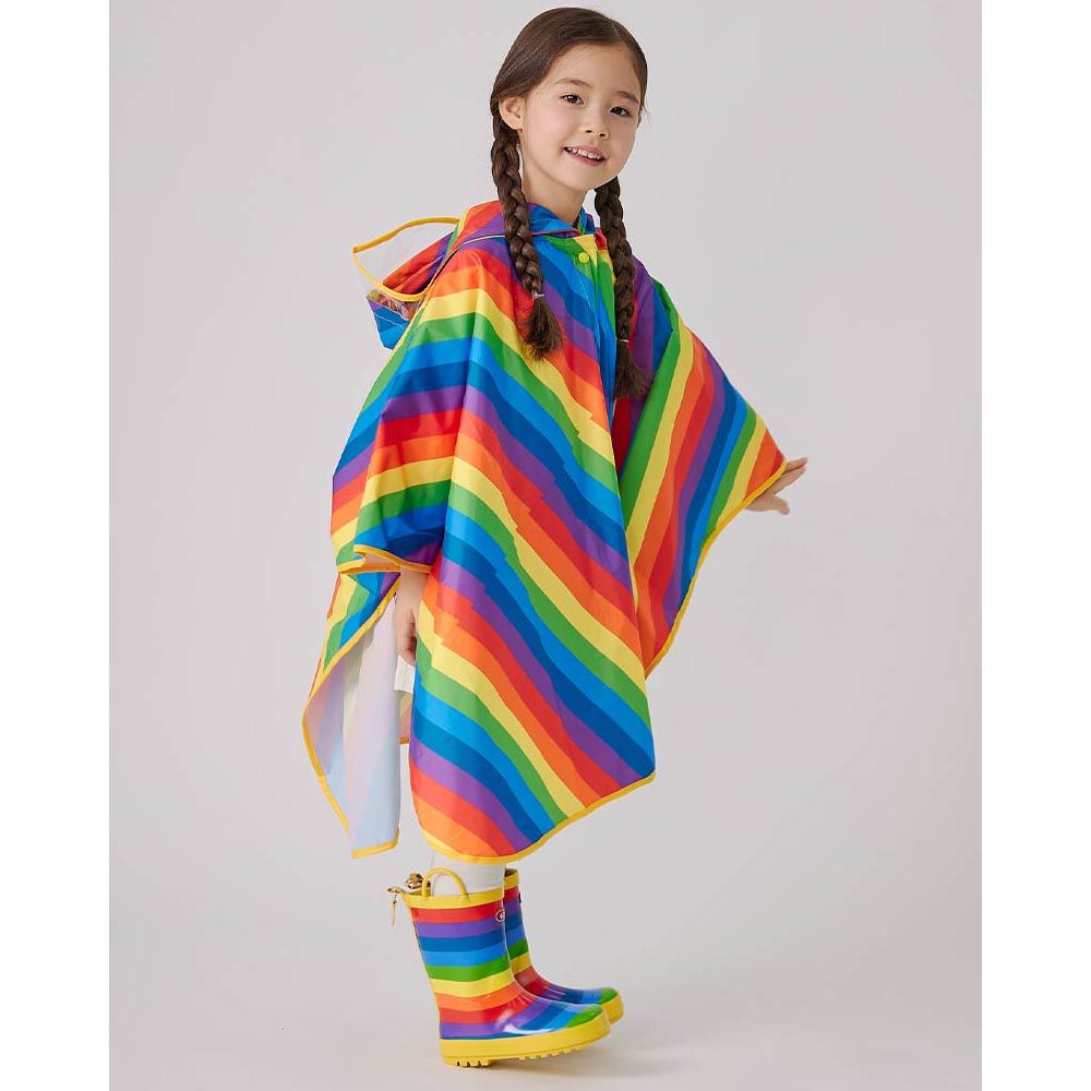 韓國 OZKIZ-兒童防風斗篷雨衣(附收納袋)-彩虹