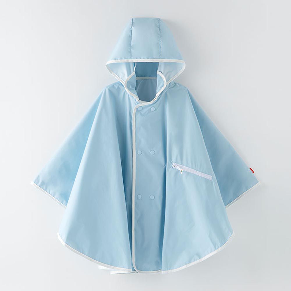 韓國 OZKIZ-馬卡龍色兒童防風斗篷雨衣(可收納)-天空藍