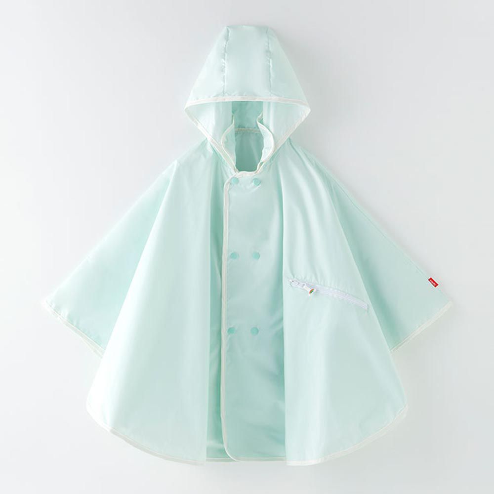 韓國 OZKIZ-馬卡龍色兒童防風斗篷雨衣(可收納)-湖水綠