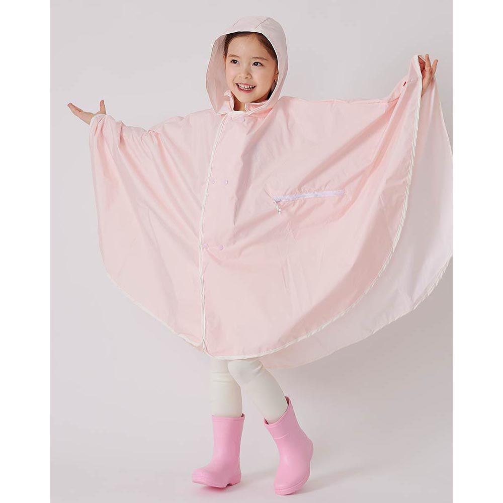 韓國 OZKIZ-馬卡龍色兒童防風斗篷雨衣(可收納)-粉