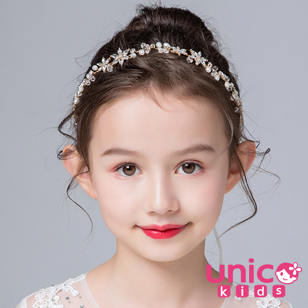 UNICO 兒童 公主風舞蹈表演金色星星水鑽配飾髮帶/配飾