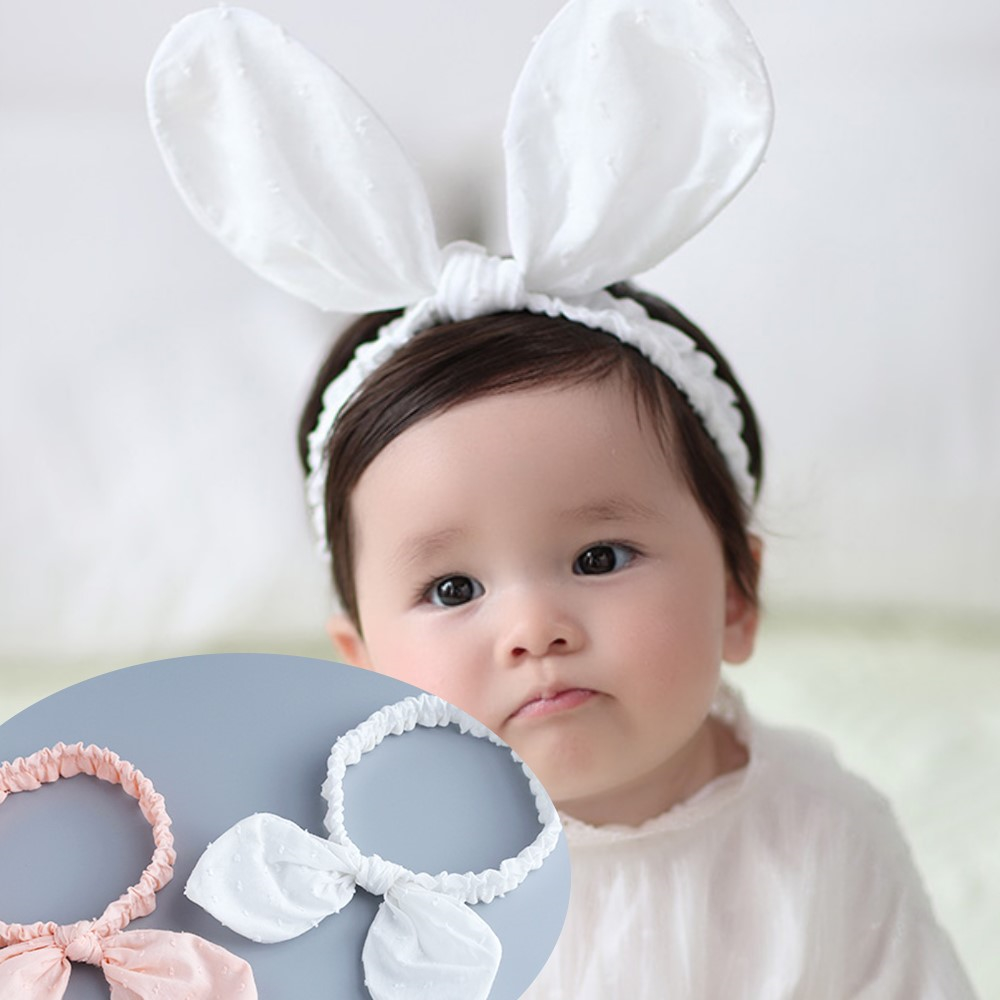 UNICO 韓版 兒童可立式超大棉布兔耳朵髮帶