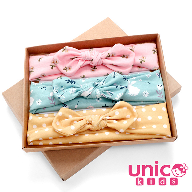 UNICO 兒童 歐美系髮帶禮盒裝-甜美印花風格
