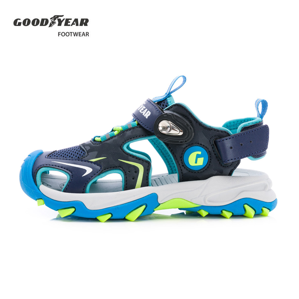 【GOODYEAR 固特異】磁扣護趾運動涼鞋/童 舒適 護趾 緩震 藍(迷彩一夏GAKS58916)