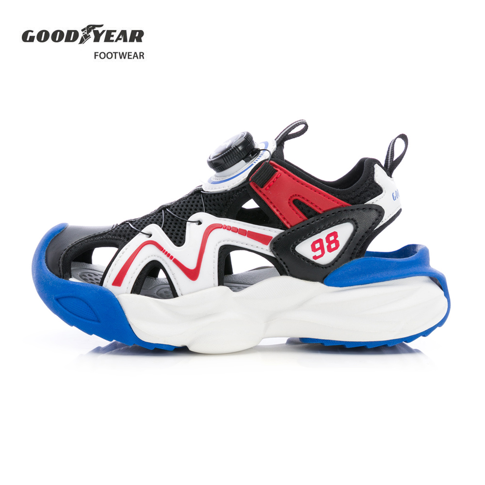【GOODYEAR 固特異】旋扣護趾運動涼鞋/童 護趾 軟Q 舒適 黑(恣意玩趣GAKS58900)