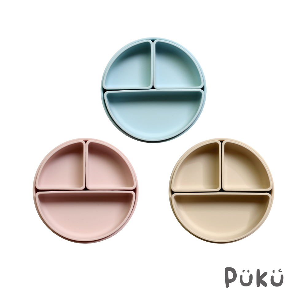 【PUKU 藍色企鵝】午茶自由派矽膠吸盤餐盤-(三色)