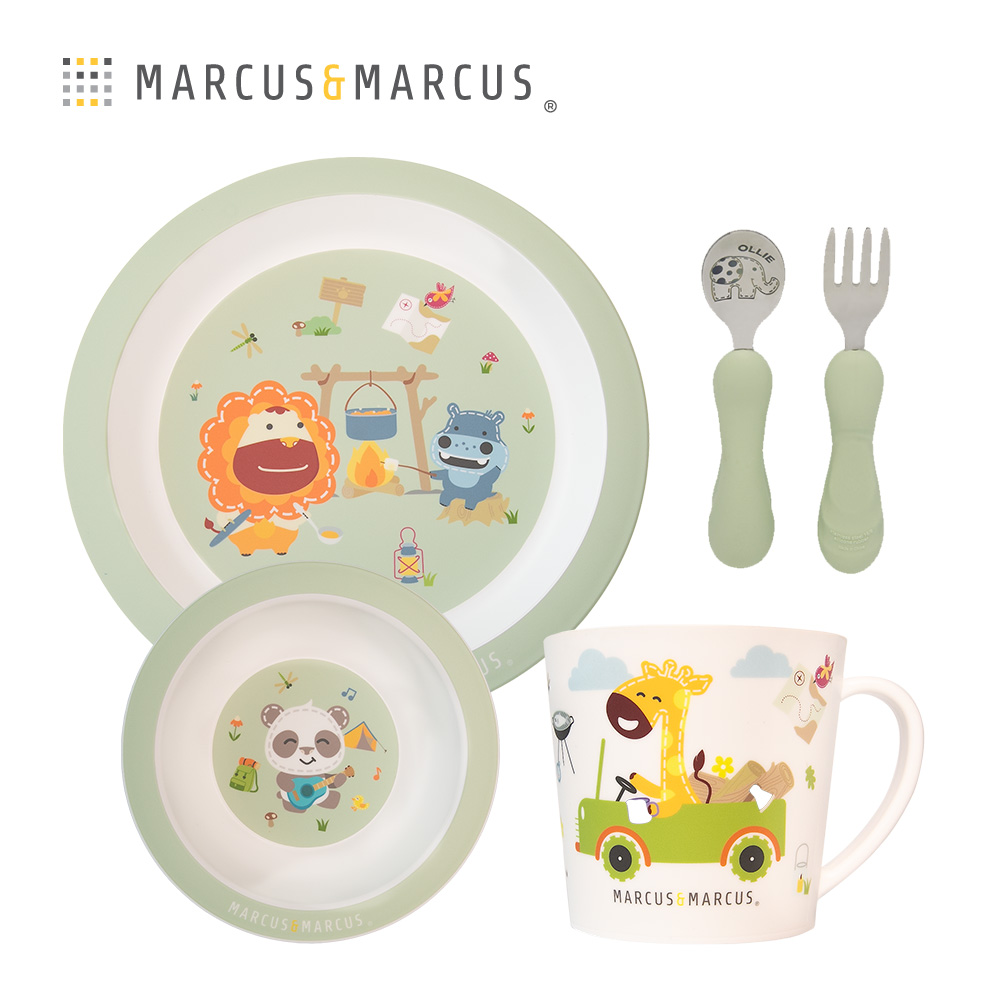 MARCUS＆MARCUS 動物樂園環保兒童餐具5件組-露營趣