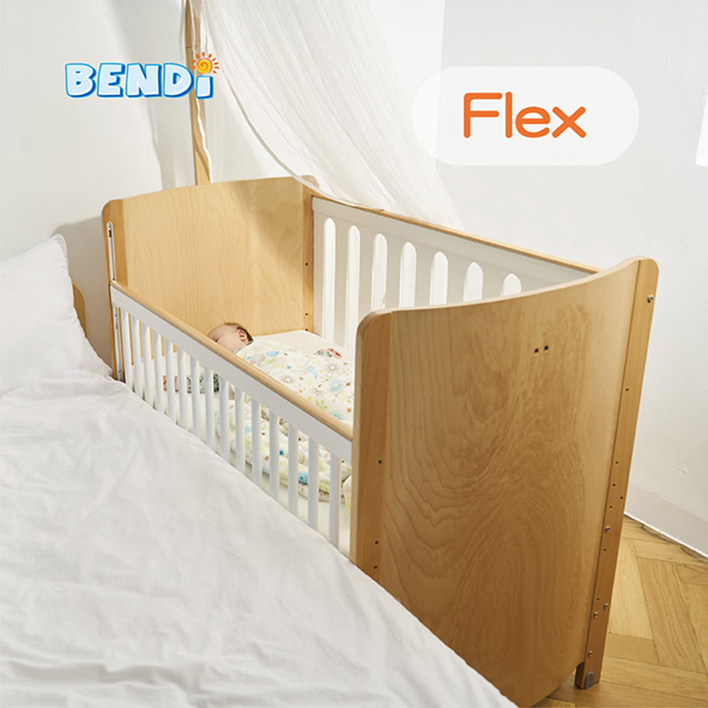 【BENDi】多功能碳纖升降X歐洲櫸木60*120cm精選組FLEX中嬰兒床(床板7段側欄4段可調/併大床/沙發/書桌)