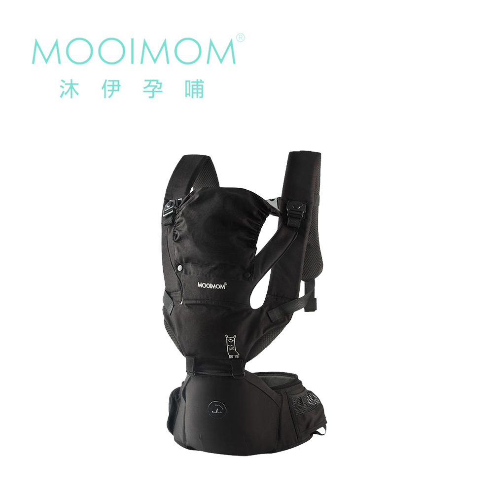 MOOIMOM 沐伊孕哺 輕盈簡約聯名款坐墊式腰凳揹帶-極簡黑(附防風罩)