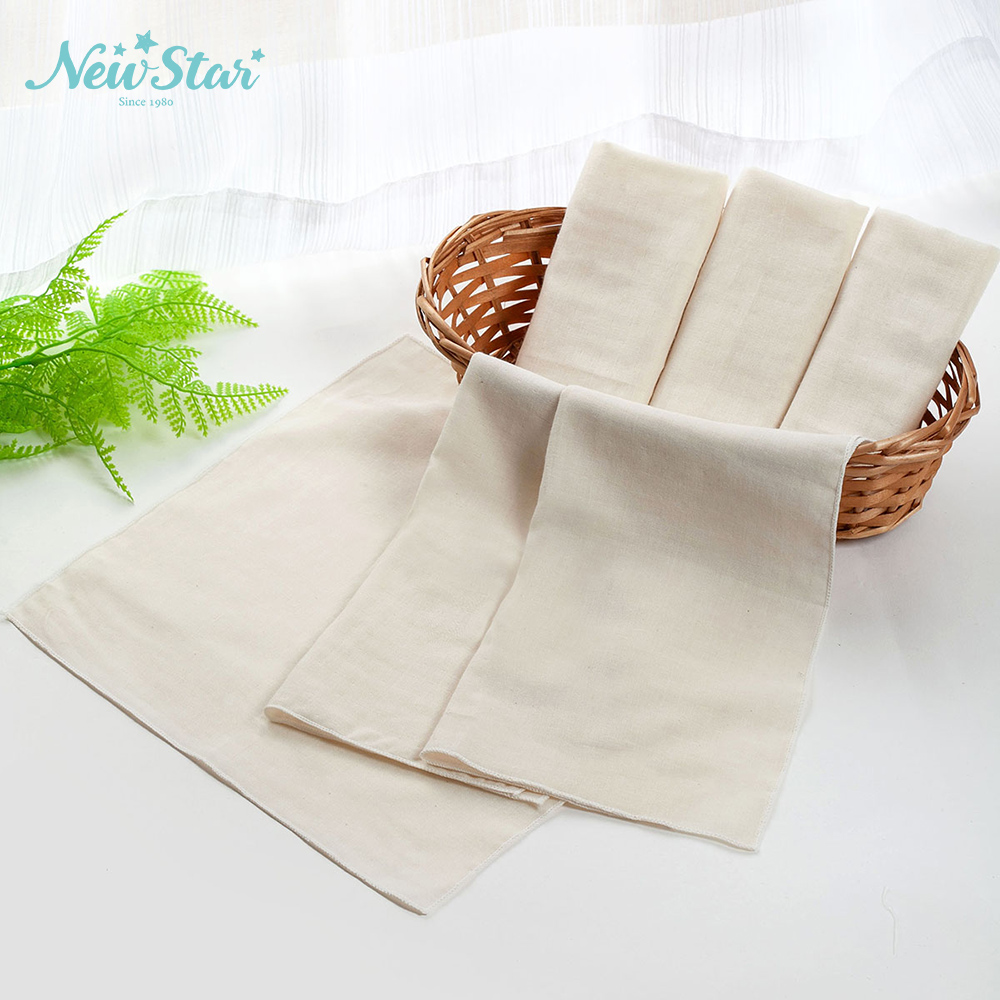 NewStar 100%天然有機棉-純棉紗手帕l方巾l口水巾（天然棉色、9條入）