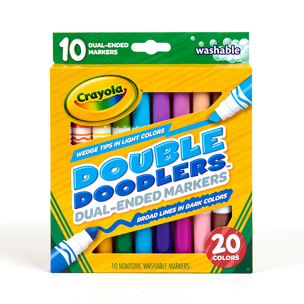 美國crayola 繪兒樂 可水洗雙頭粗桿彩色筆10支(20色)