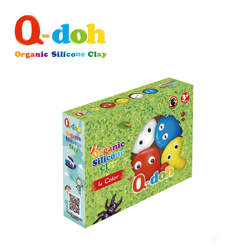 Q-doh 超柔軟有機矽膠黏土 4色工具組(60g/色)