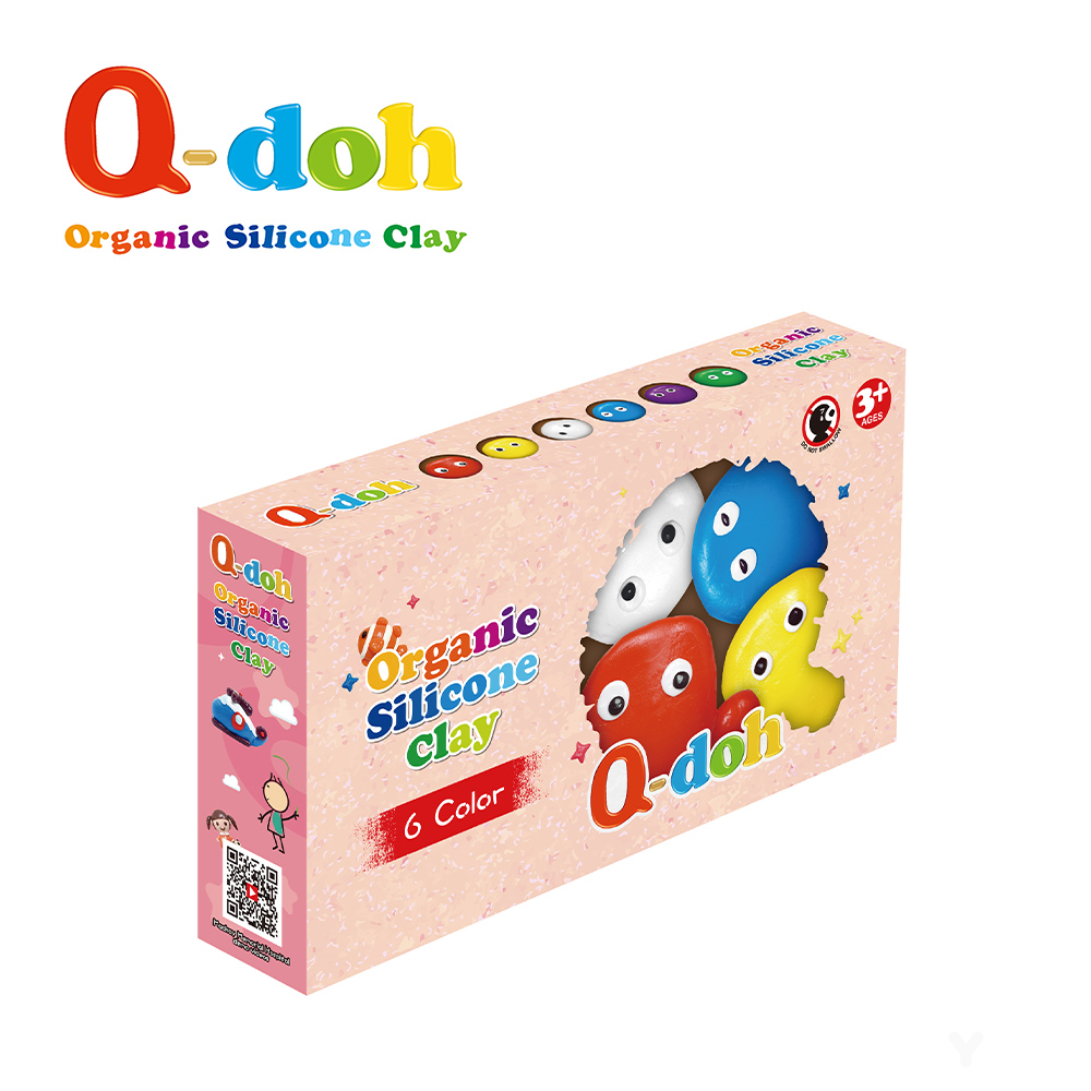 Q-doh 超柔軟有機矽膠黏土 6色工具組(60g/色)