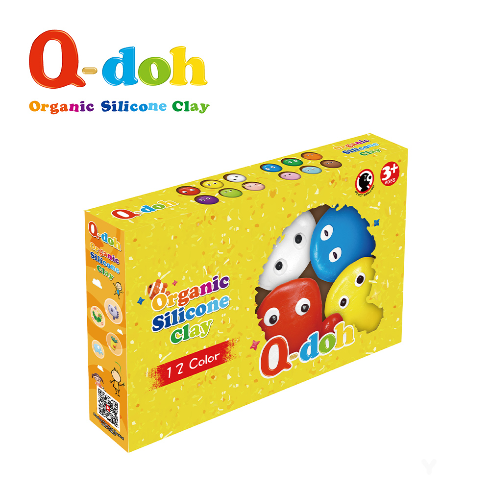 Q-doh 超柔軟有機矽膠黏土 12色工具組(60g/色)