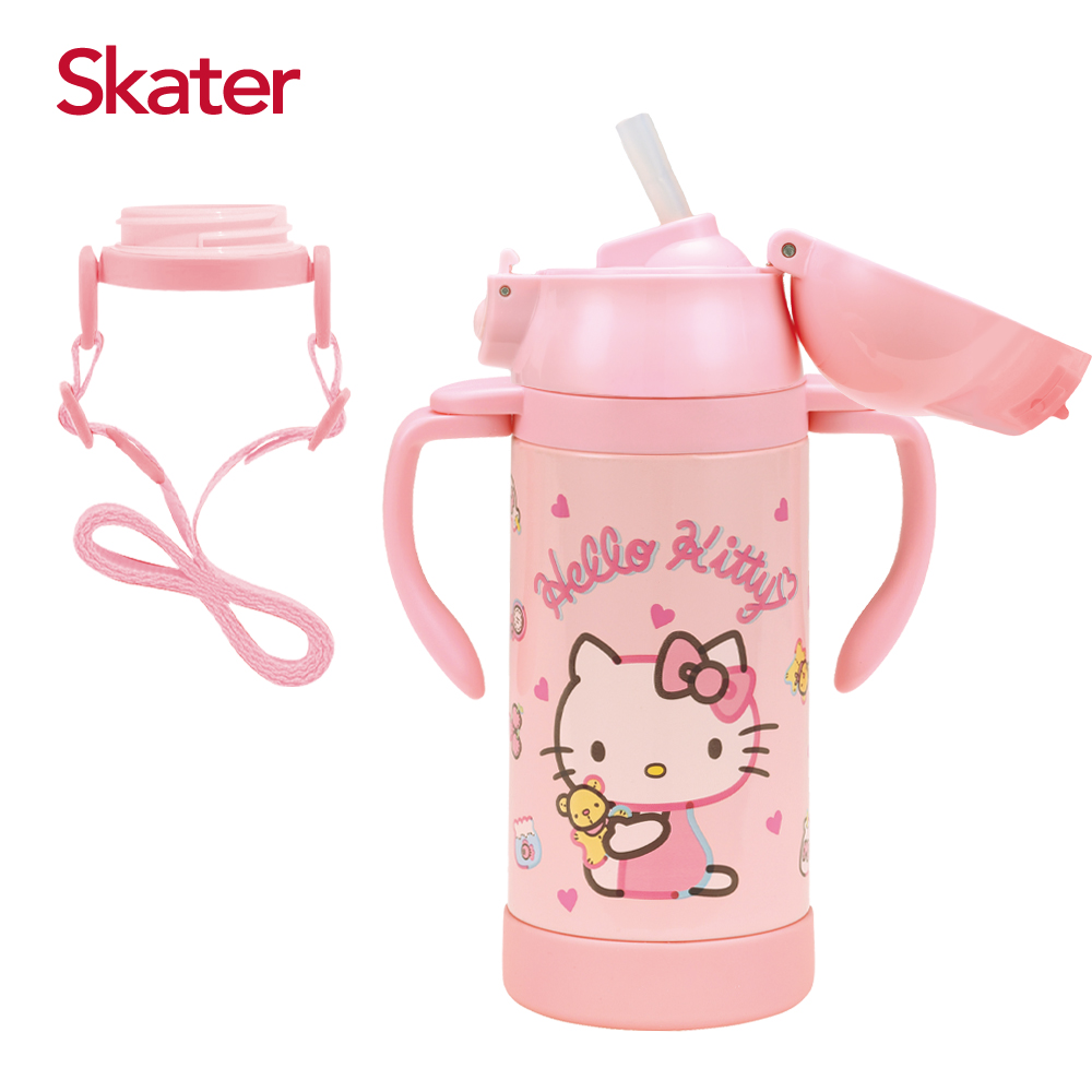 Skater 吸管不鏽鋼杯(350ml)含揹帶-Kitty