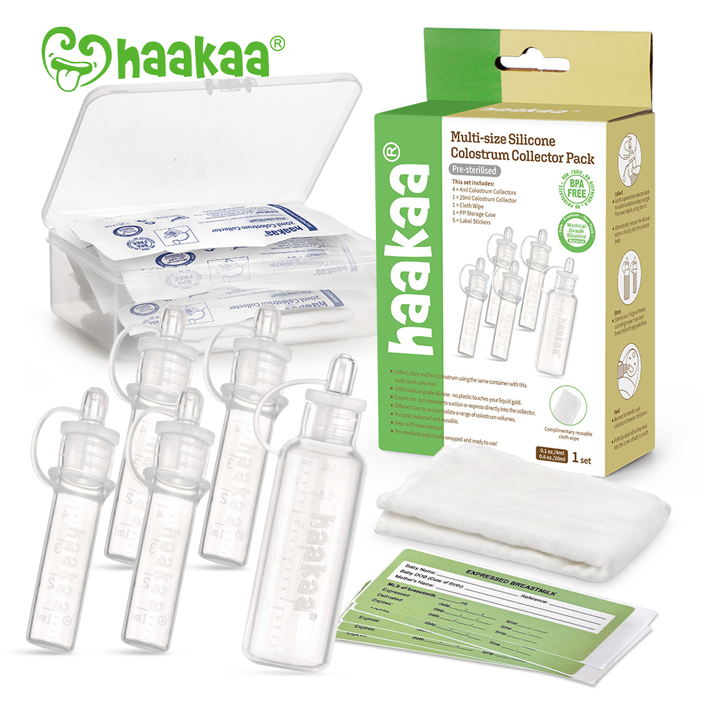 【紐西蘭Haakaa】矽膠初乳收集器套裝(4mlx4、20mlx1)