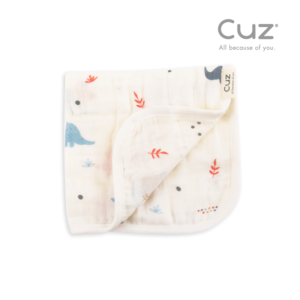 Cuz 土耳其有機綿紗布巾-恐龍嬰兒紀-加厚四層紗雙面款(35x35cm)