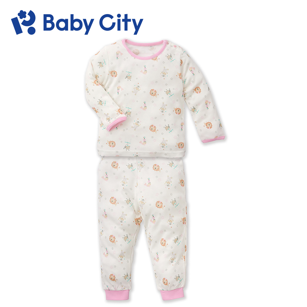 【Baby City 娃娃城】天絲棉長袖肩開套裝/粉色馬戲團
