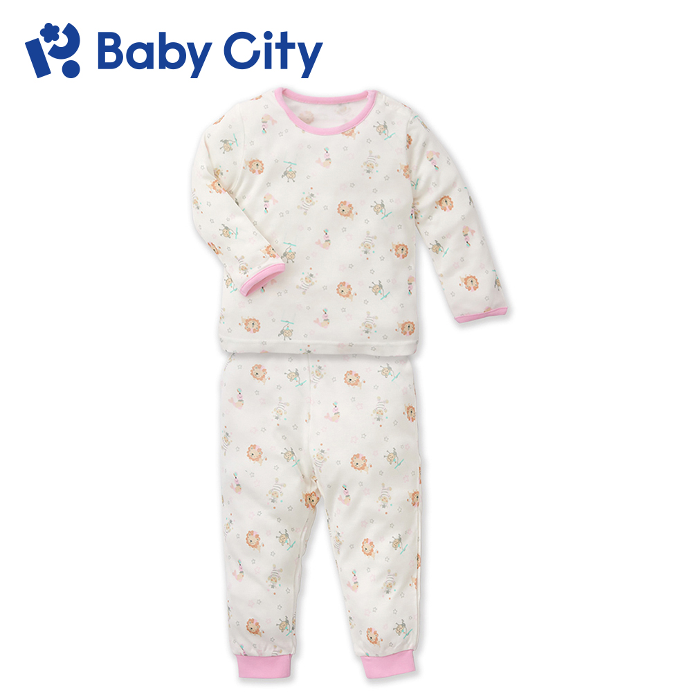 【Baby City 娃娃城】天絲棉長袖套裝/粉色馬戲團
