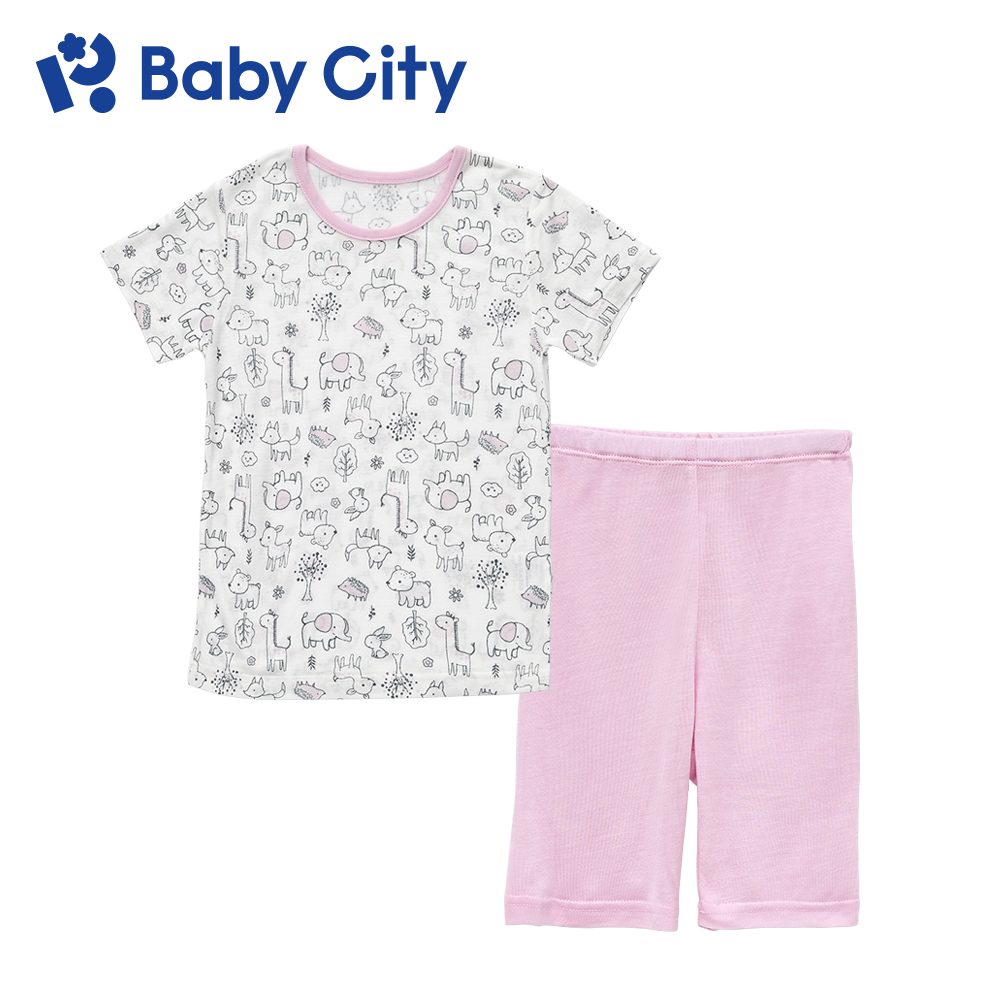 【Baby City 娃娃城】天絲萊賽爾短袖套裝/可愛粉