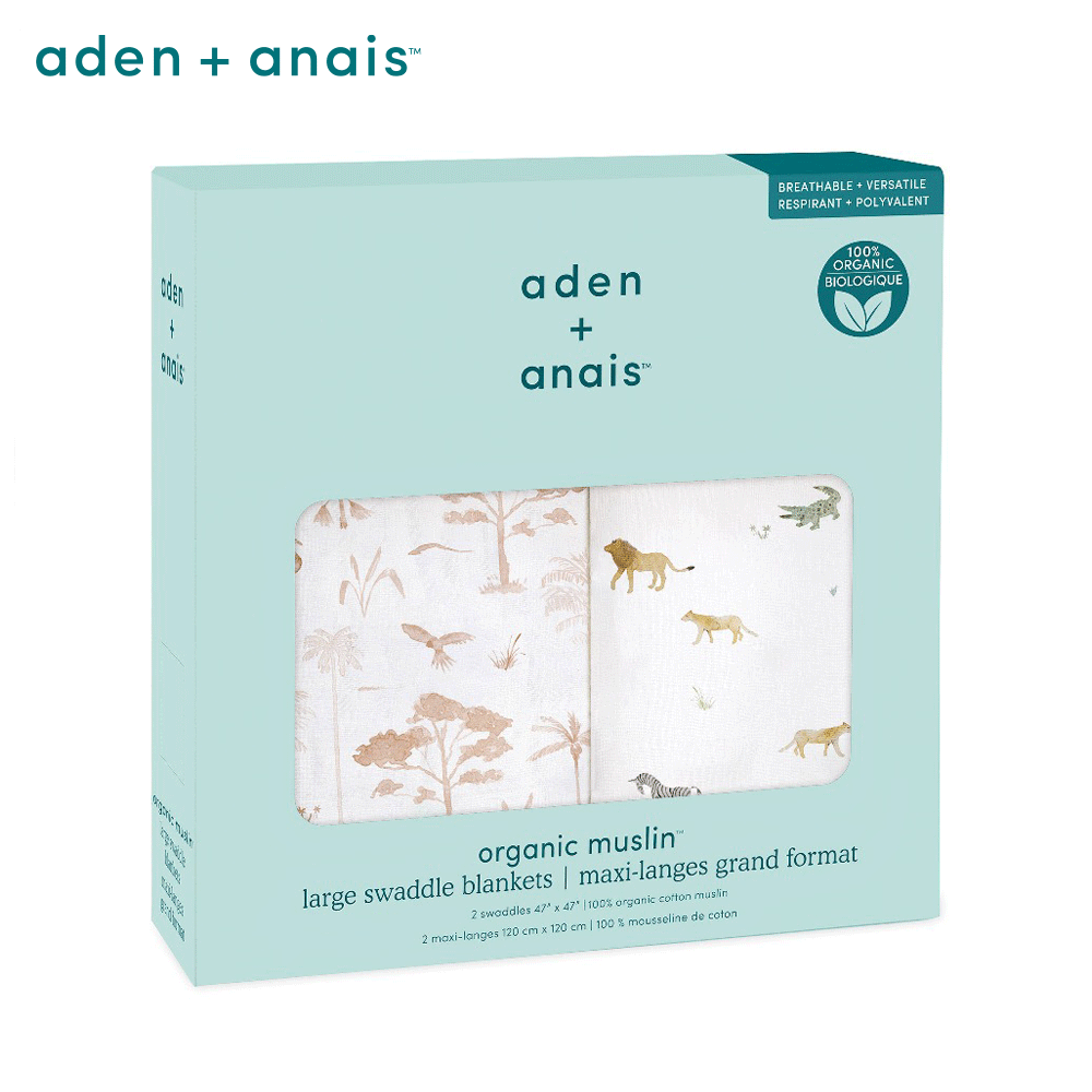 【Aden & Anais】有機棉舒適厚毯/草原動物