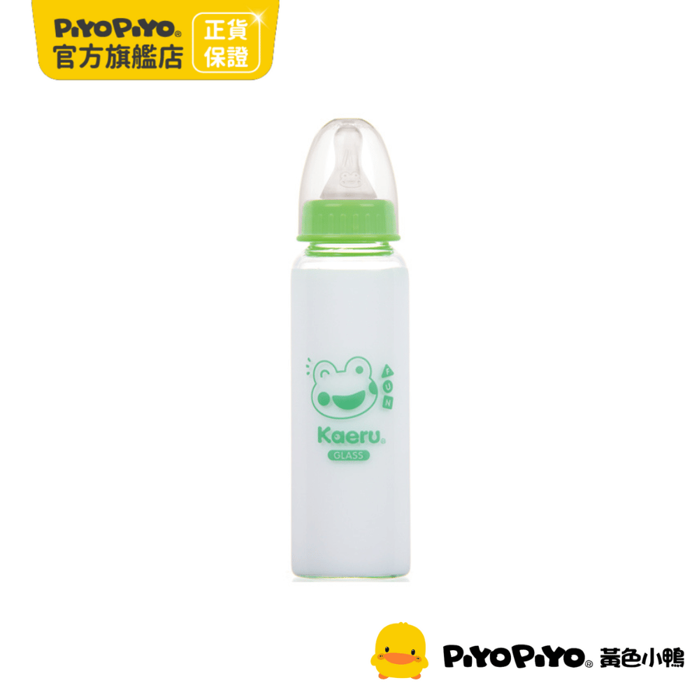 PiyoPiyo 黃色小鴨 哈皮蛙玻璃標準奶瓶(240ml)