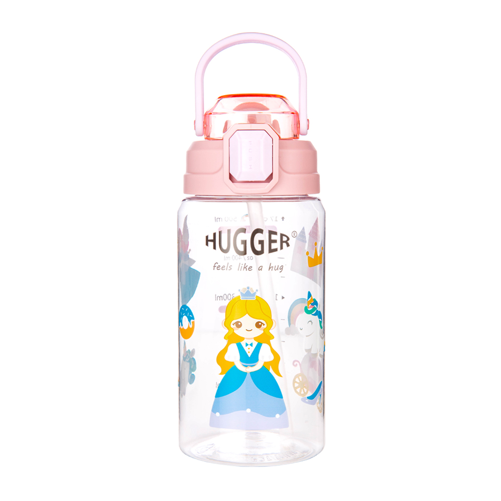 英國【Hugger】Tritan 彈蓋吸管水壺 550ml 亮麗公主