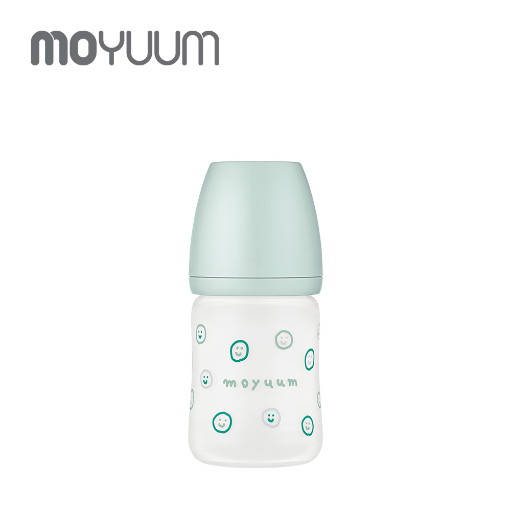 MOYUUM 韓國 寬口矽膠玻璃奶瓶-微笑泡泡 150ml (0m+)