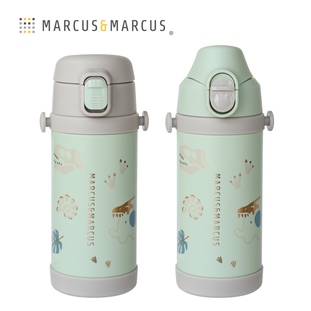 MARCUS＆MARCUS 兒童兩用不鏽鋼保溫水瓶套組(吸管+飲嘴)-綠