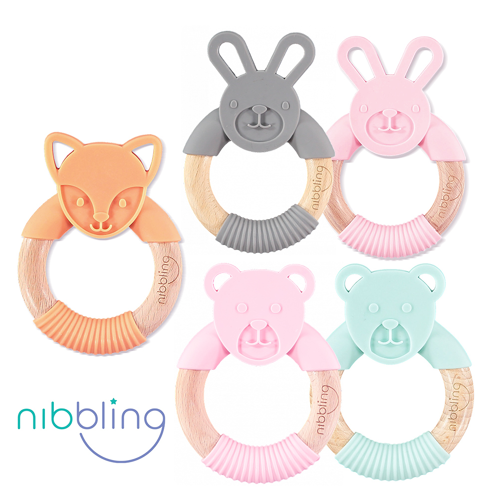 【nibbling】英國設計 森林好朋友-造型固齒器 櫸木手握環