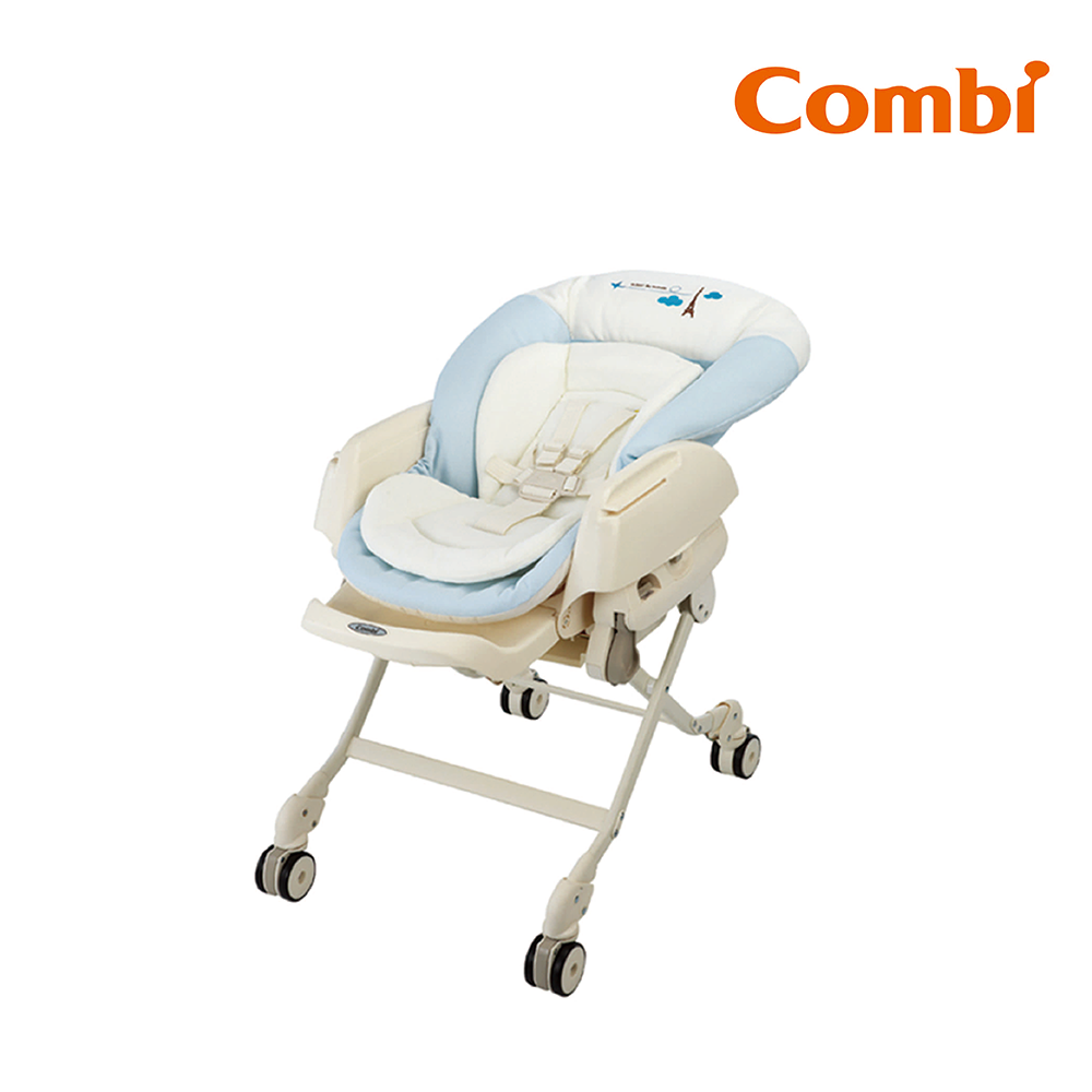 Combi Letto電動安撫餐椅搖床 ST款 藍色巴黎