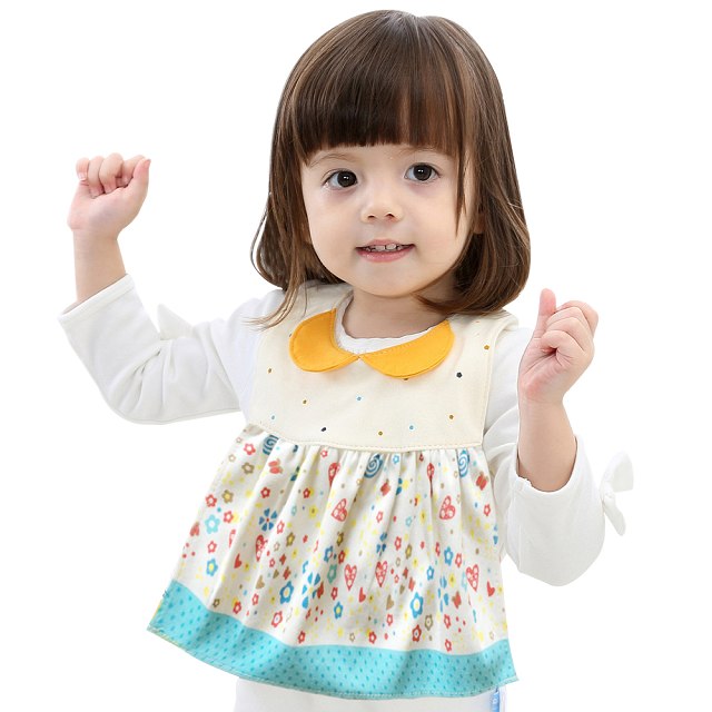 【Mesenfants】(2入)兒童圍兜 純棉圍兜 防水圍兜 圍兜裙 設計款仿短版洋裝圍兜裙 嬰兒圍兜