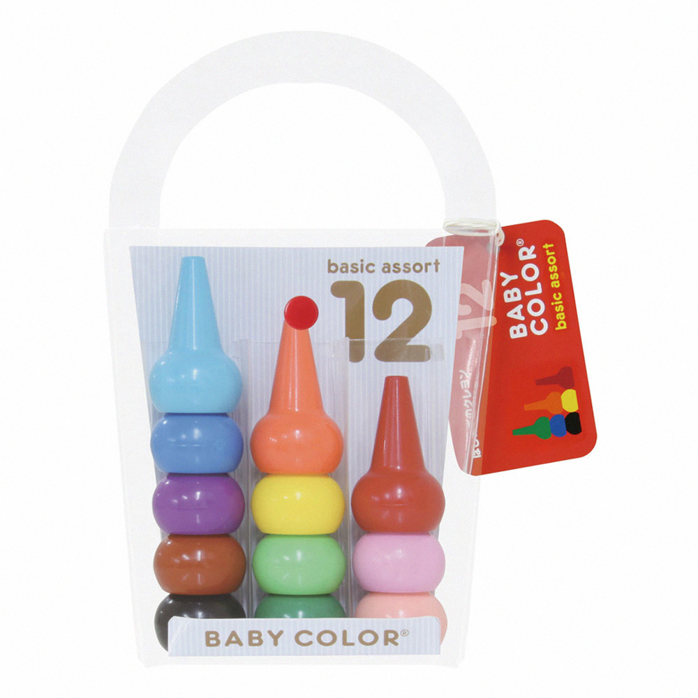 【AOZORA】日本製 Baby Color 積木造型安全無毒蠟筆12色(寶寶蠟筆、兒童蠟筆、安全蠟筆)