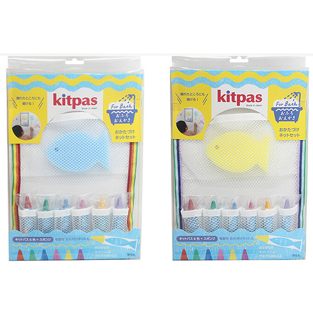 【Kitpas】日本製 環保無毒浴室可水洗蠟筆6色海綿組/兩款(親水性、兒童蠟筆、安全蠟筆)