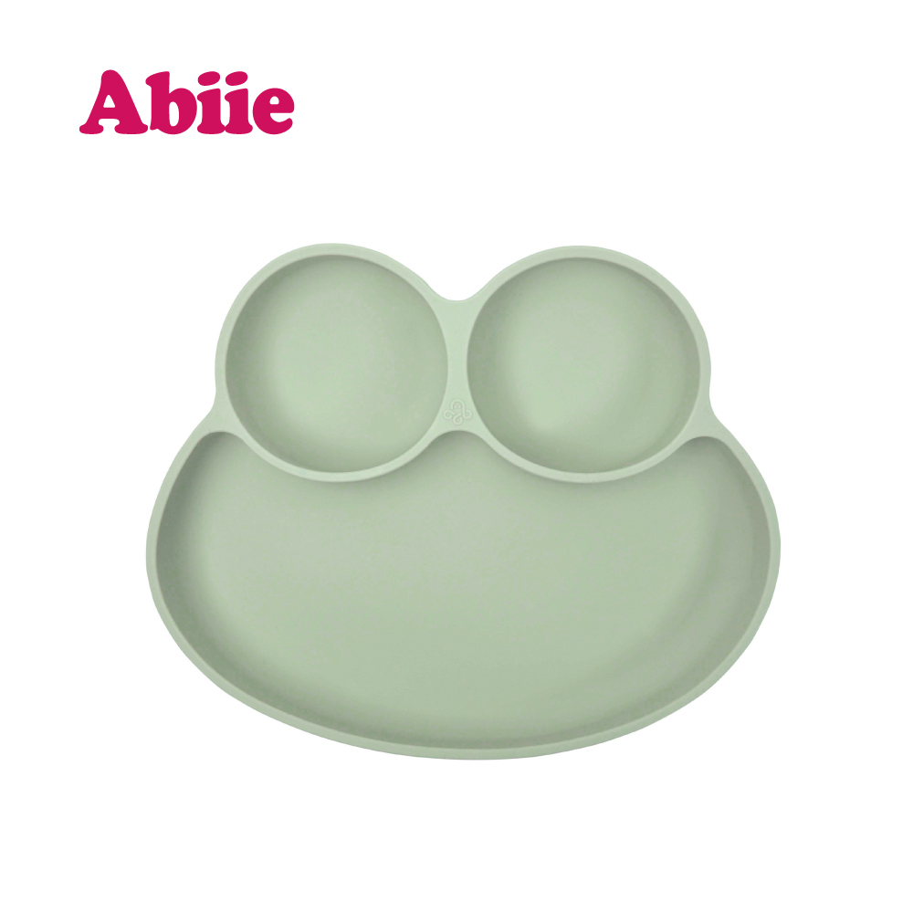 Abiie 蛙式三餐-吸盤式矽膠餐盤(羅勒綠)
