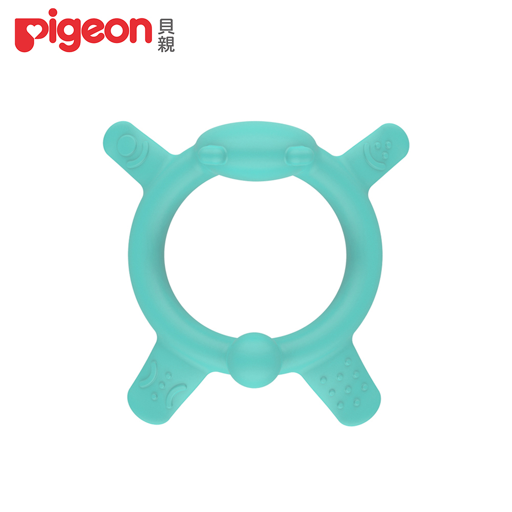 日本《Pigeon 貝親》呼呼熊矽膠固齒器-綠
